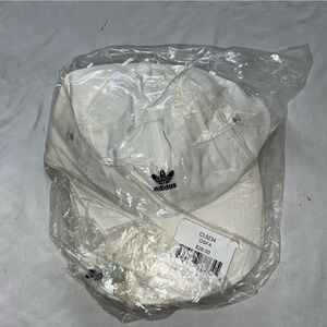 White adidas relaxed mini logo strapback hat